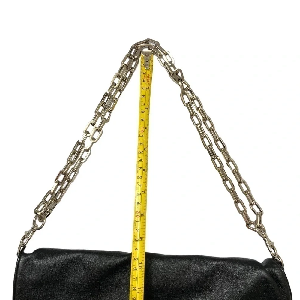 Tory Burch black leather logo convertible clutch bag